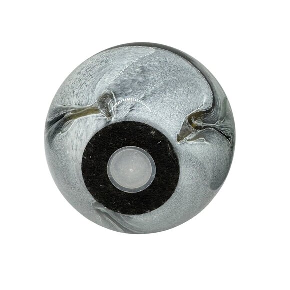 Hand-Blown Gray & Black Swirl Glass Paperweight Decorative Sphere - Picture 7 of 8